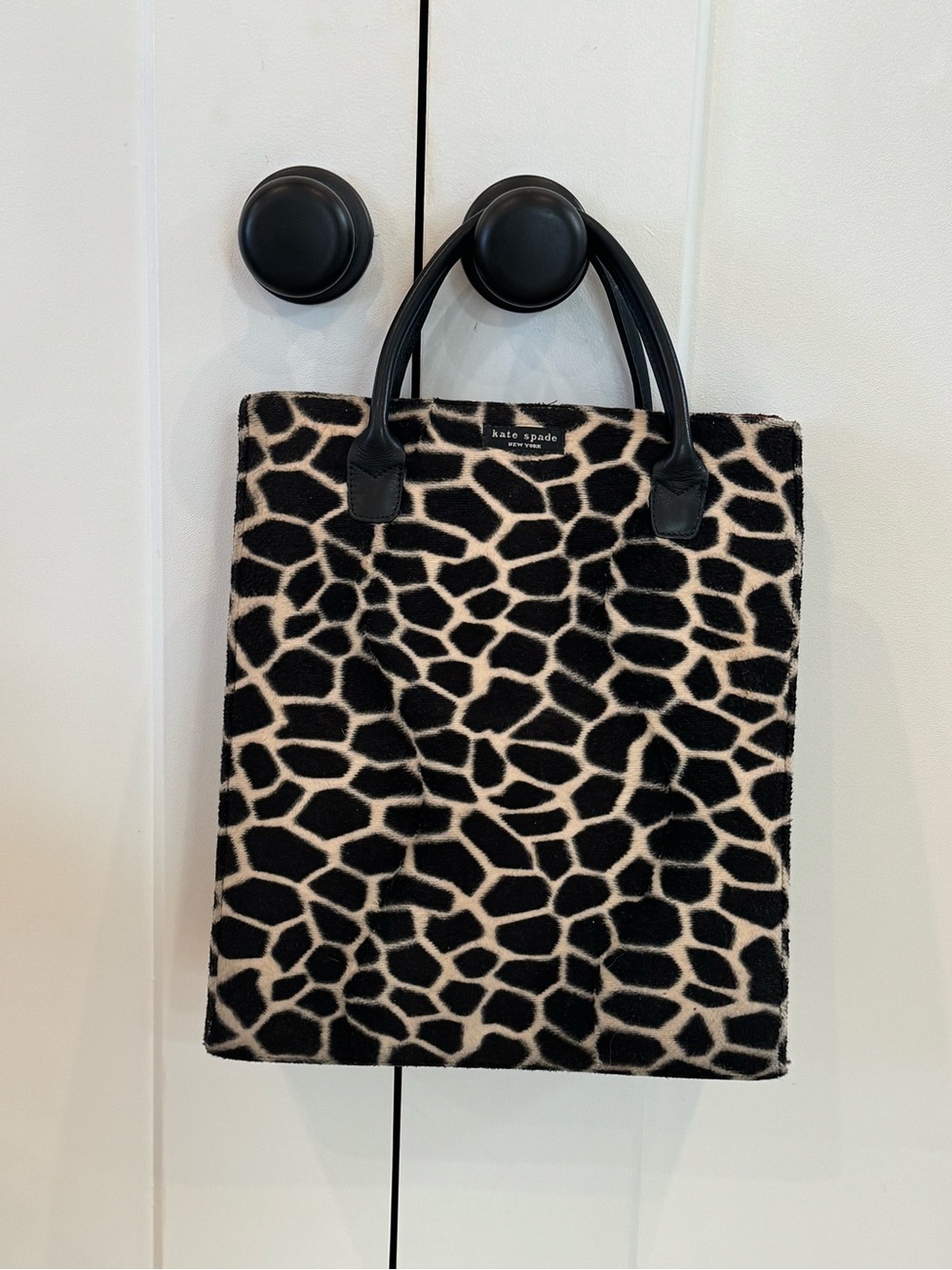 kate spade Black and Cream Giraffe-Print Tote